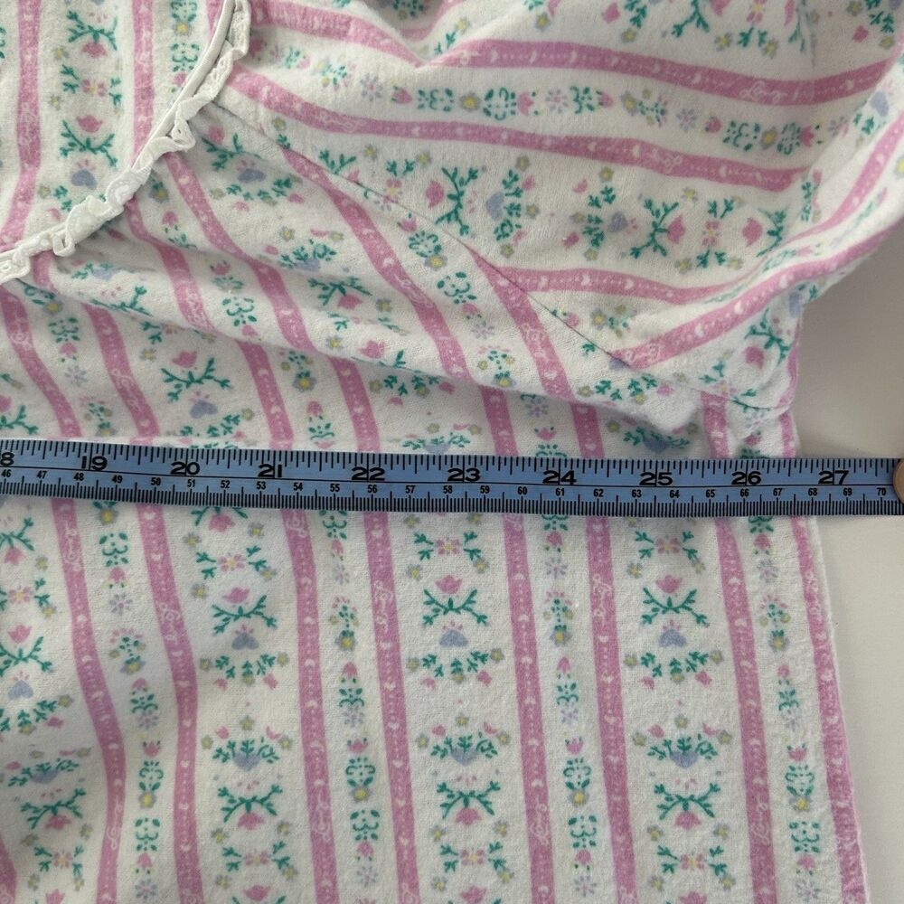 Lanz of Salzburg Floral Flannel Nightgown 1X Lace Rosey Tyrolean Pattern Cottage - Picture 9 of 12